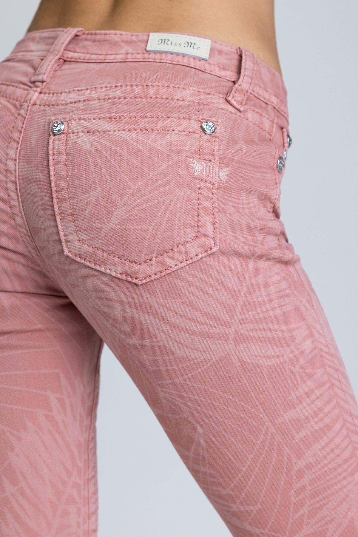 Coral Leaves Skinny Jeans