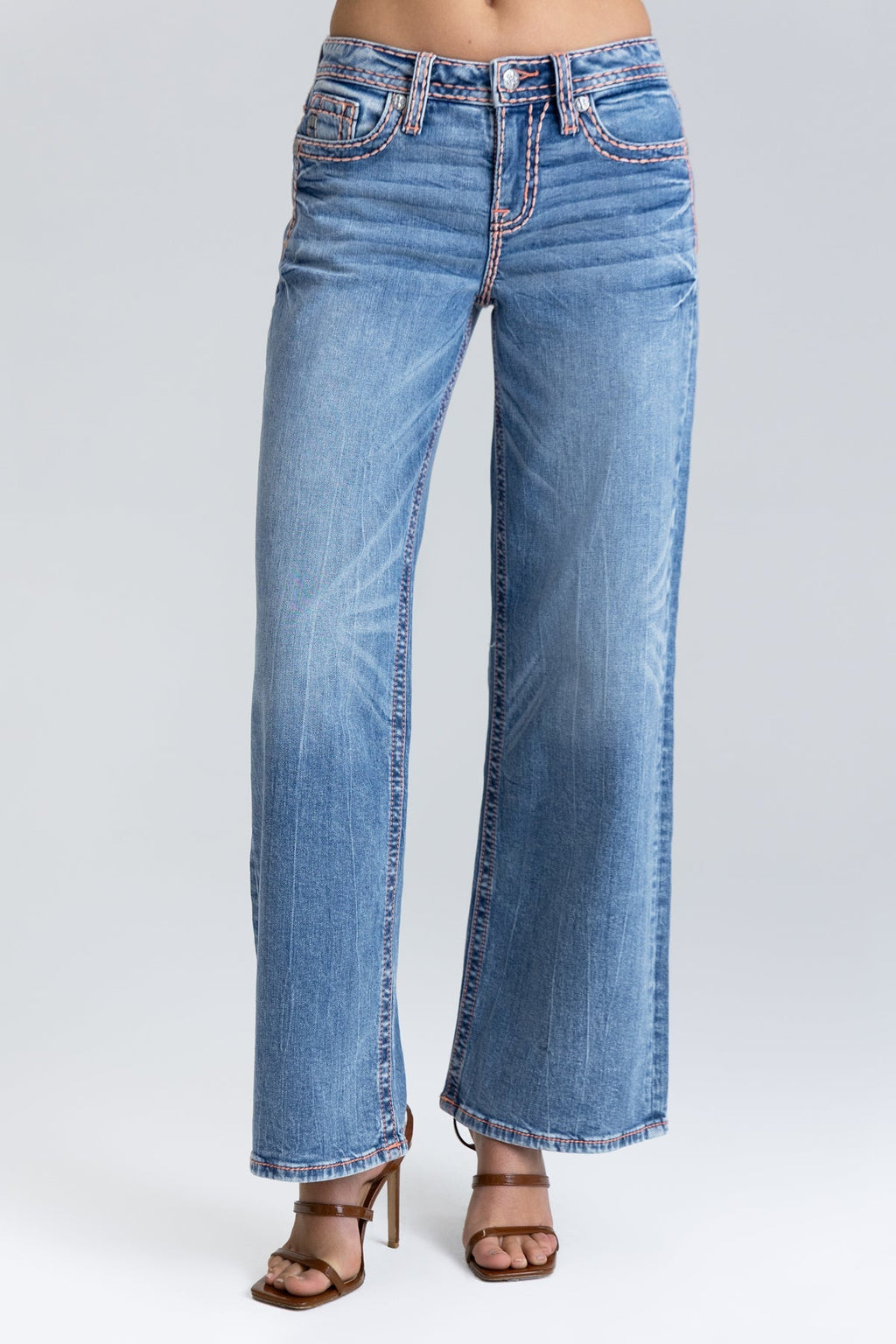 Electric Stitched Wide Leg Jeans