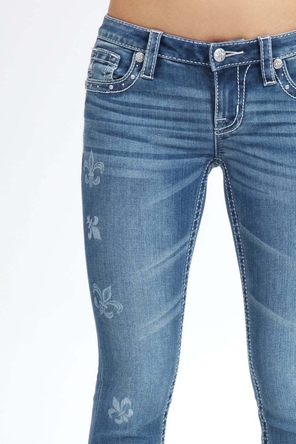Scattered Fleur Low Rise Slim Bootcut Jeans