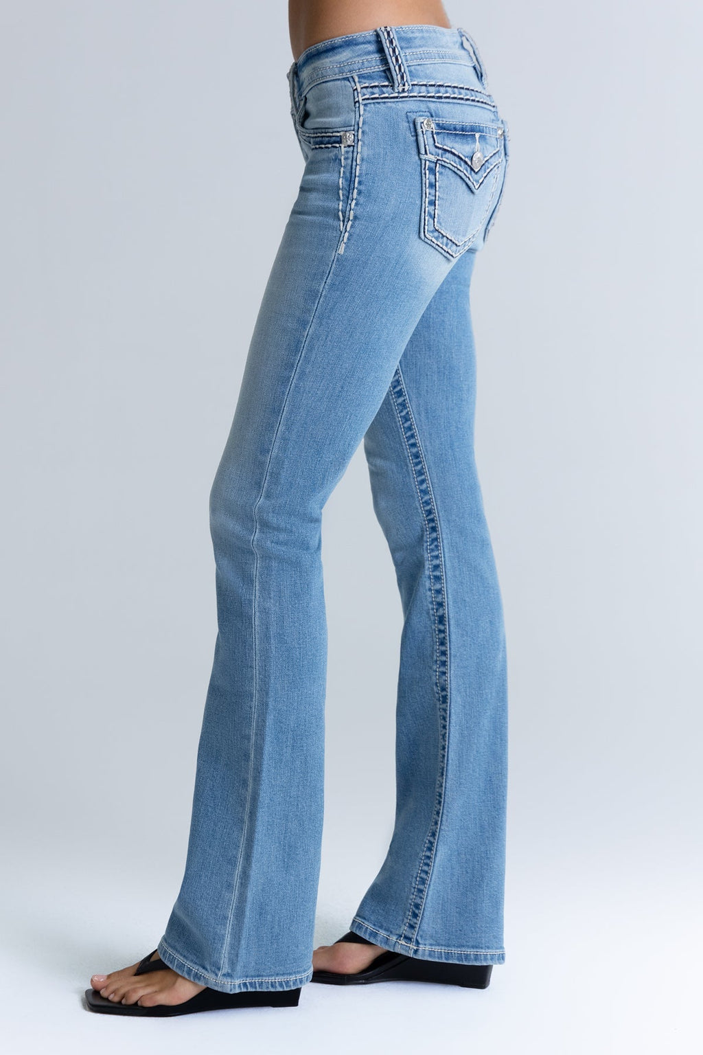 Cleo Stitched Low Rise Bootcut Jeans