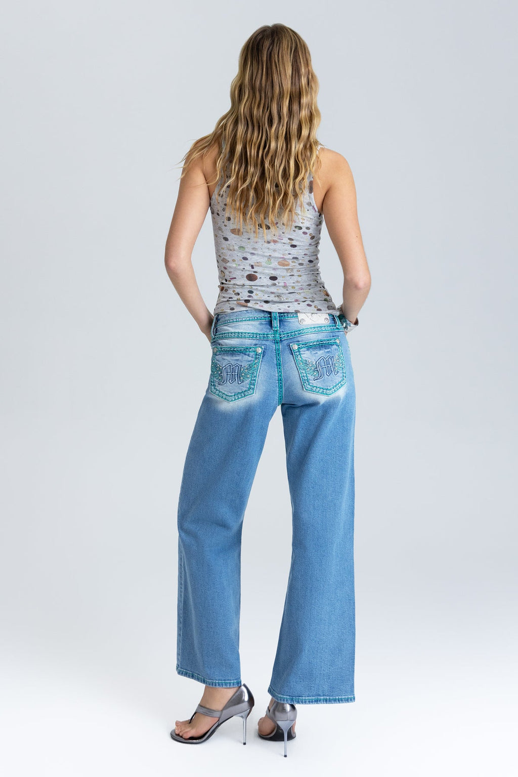 Velocity Stitched Wide Leg  Jeans