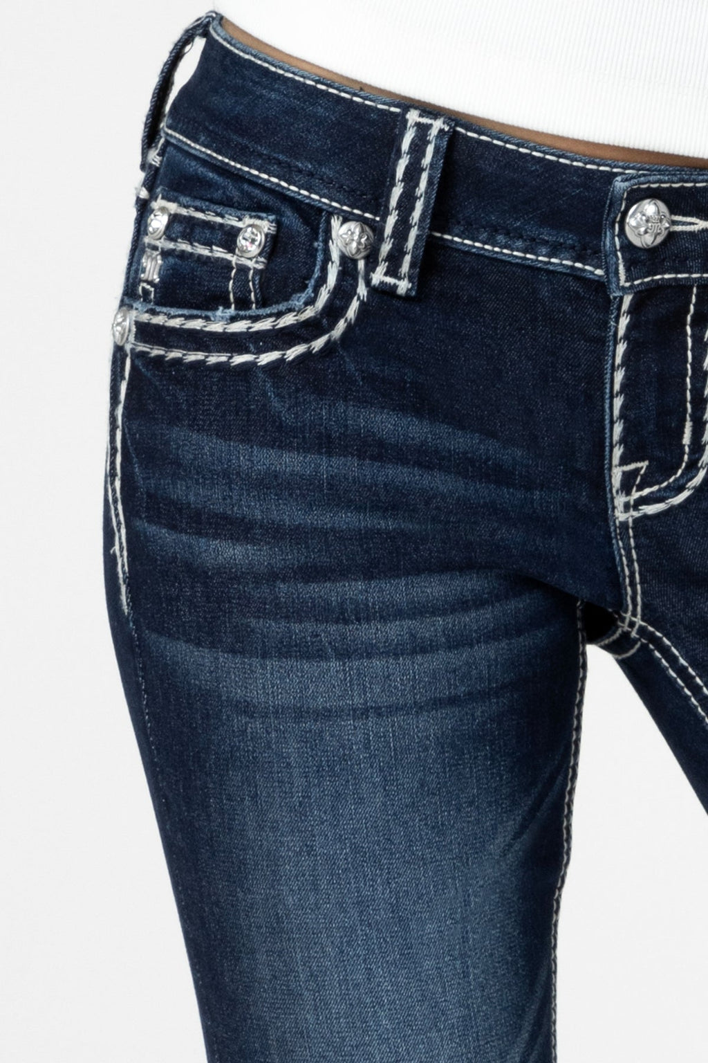 Loose Saddle Stitch Border Bootcut Jeans