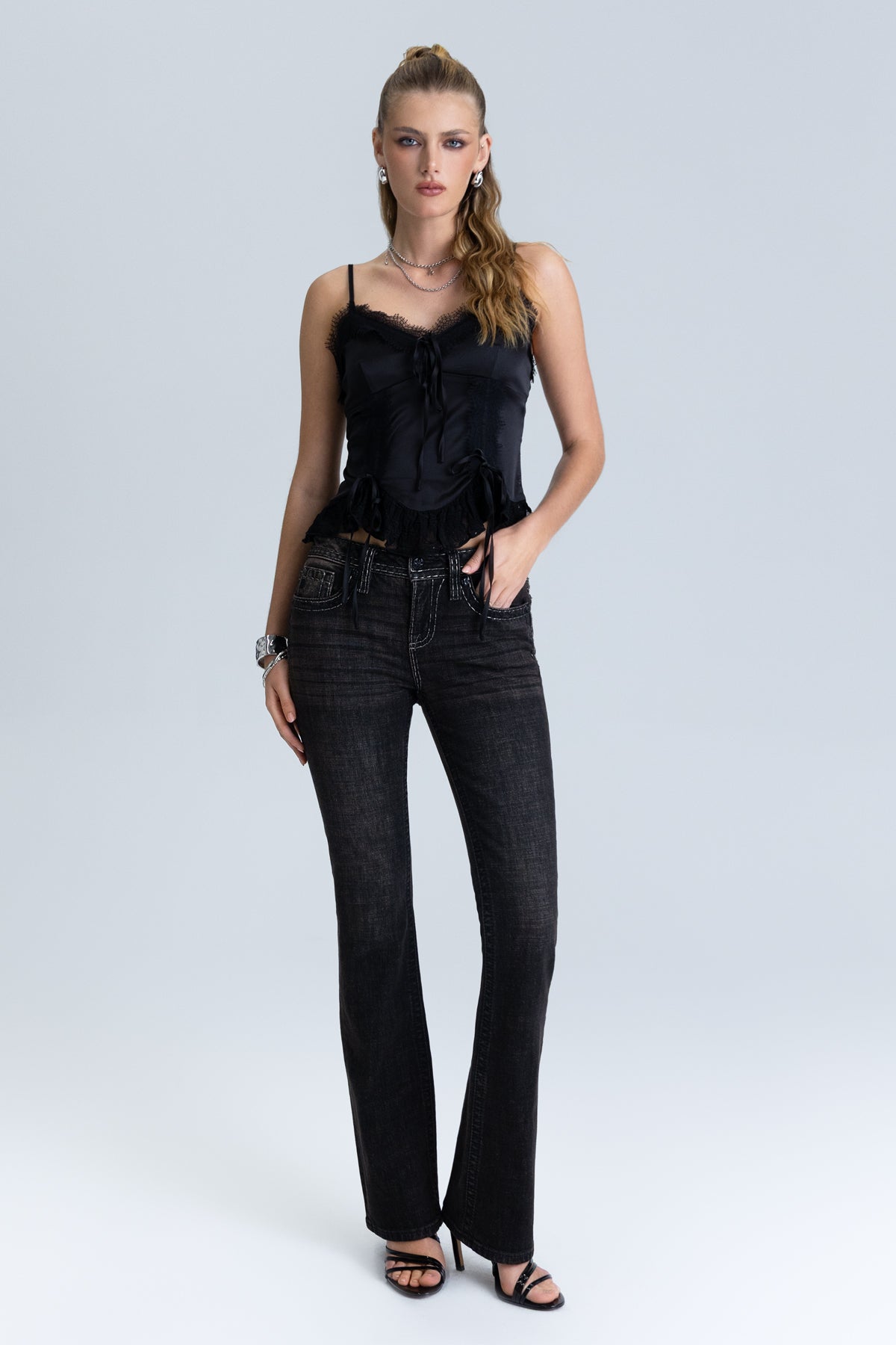 Oralee Stitched Bootcut Jeans