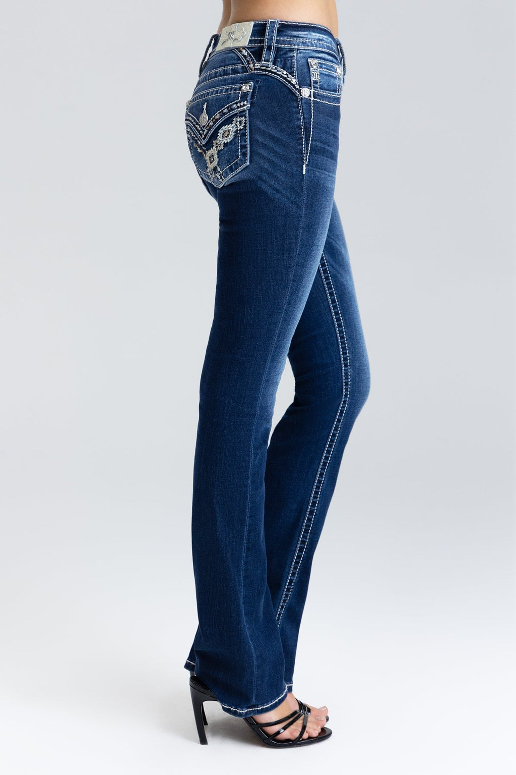 Nyah Cross Stitched Bootcut Jeans