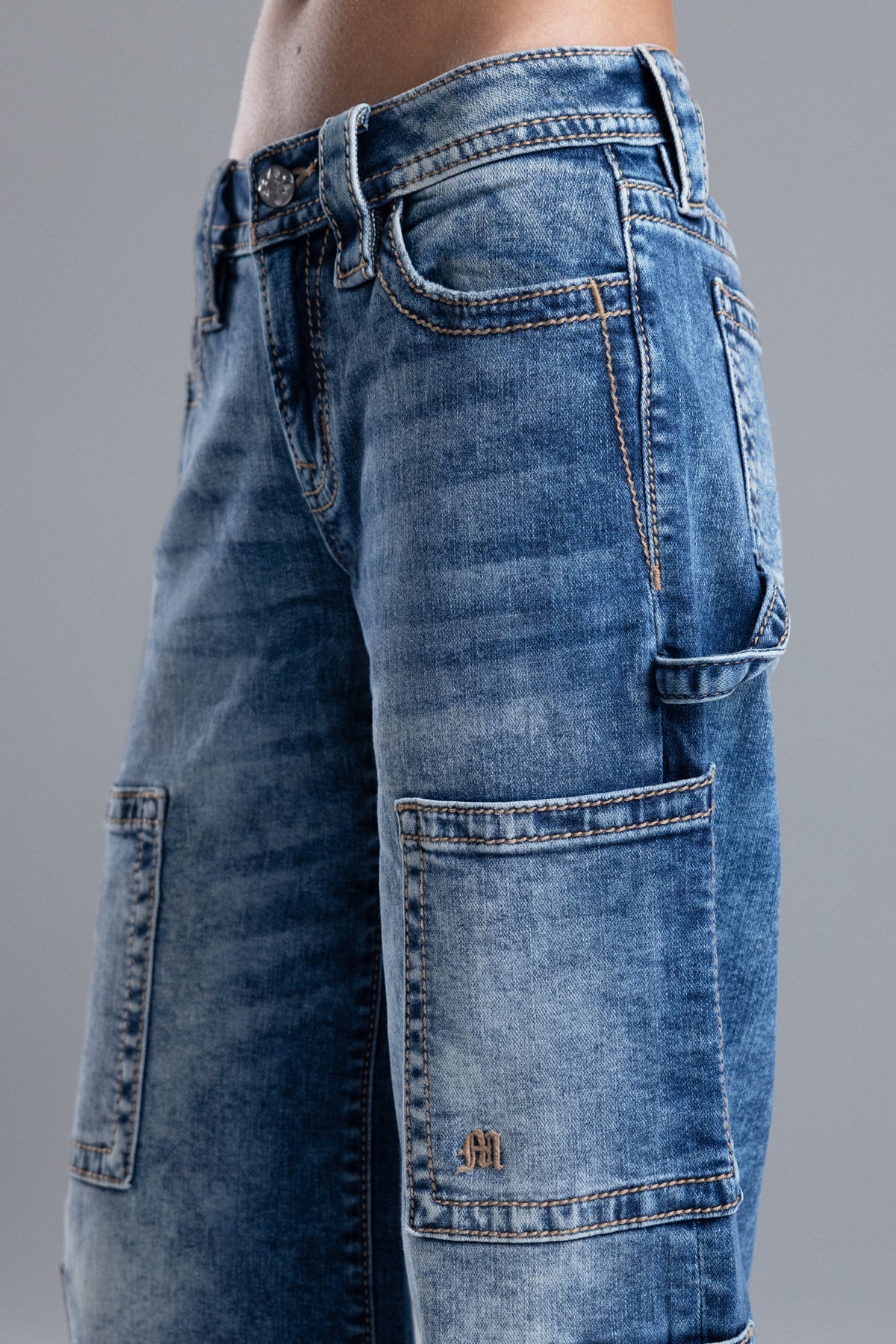 Cloud Acid Wash Utility Jeans