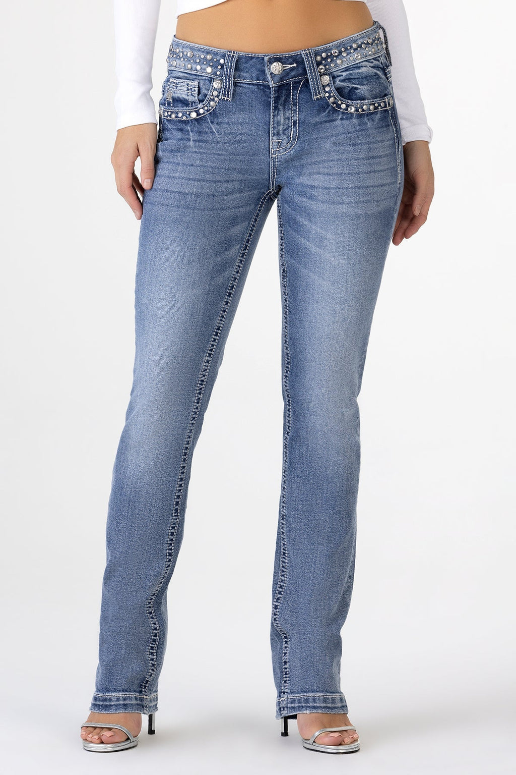 Clara Rhinestone Straight Jeans