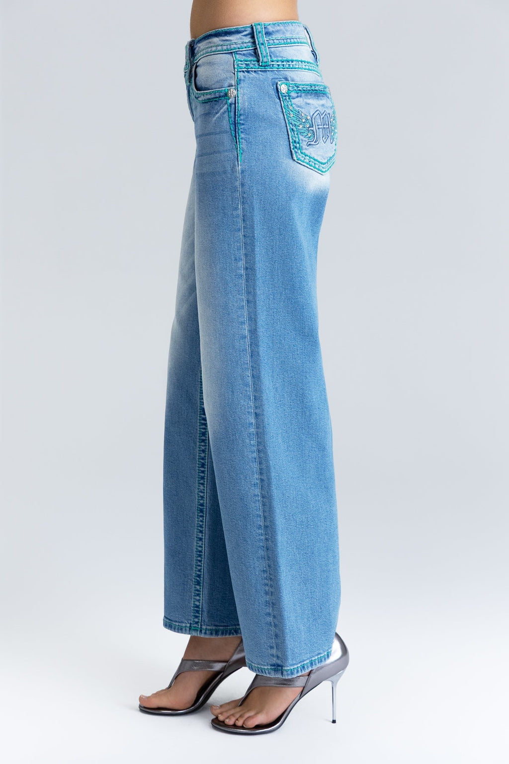 Velocity Stitched Wide Leg  Jeans
