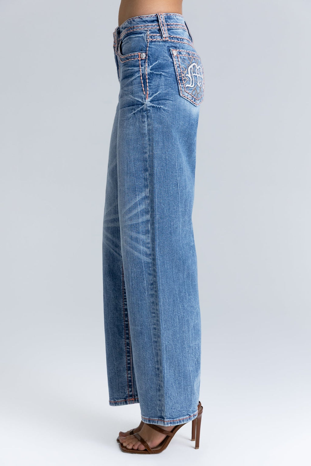 Electric Stitched Wide Leg Jeans