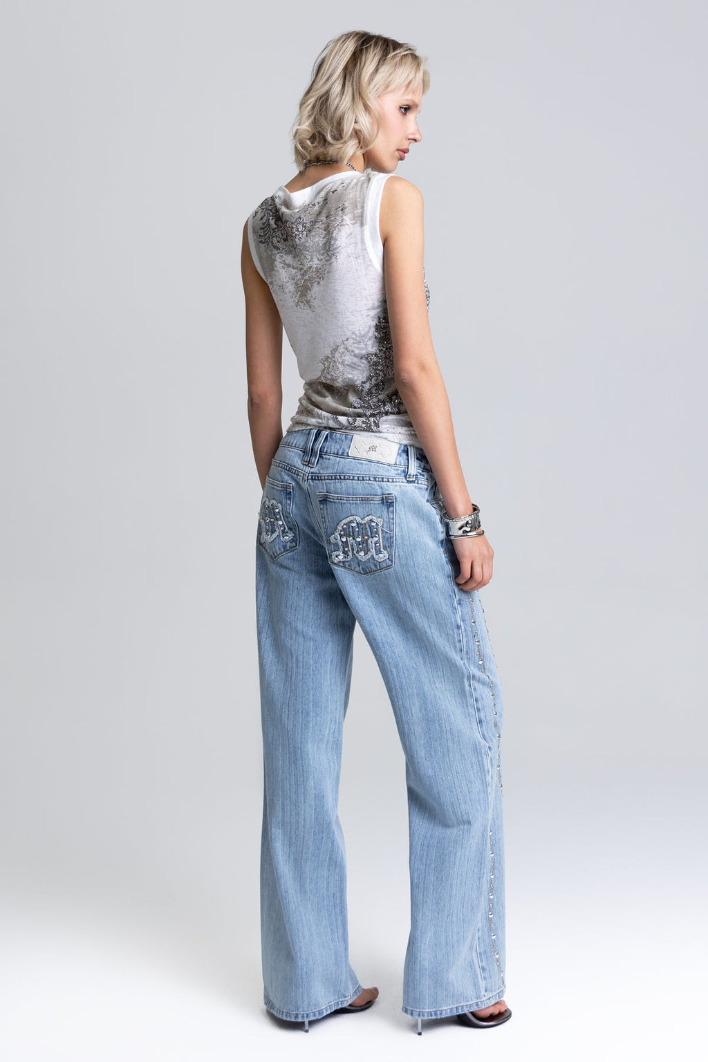 Serafina Studded Wide Leg Jeans