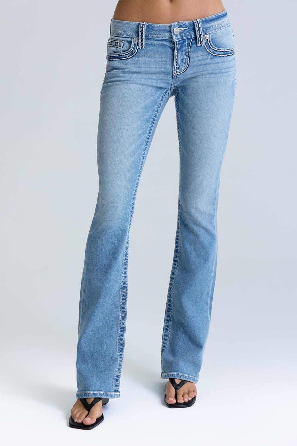 Cleo Stitched Low Rise Bootcut Jeans