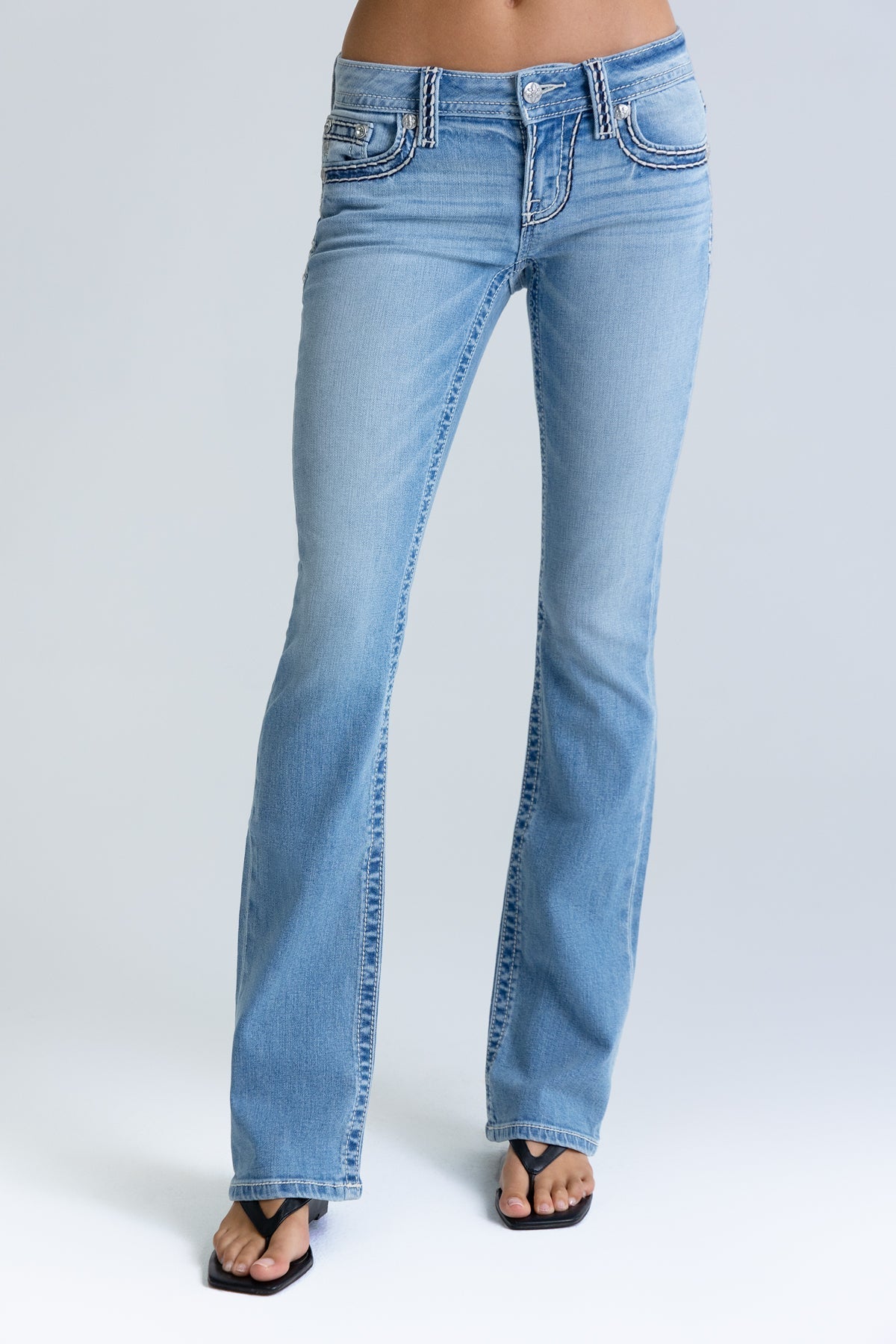 Cleo Stitched Low Rise Bootcut Jeans
