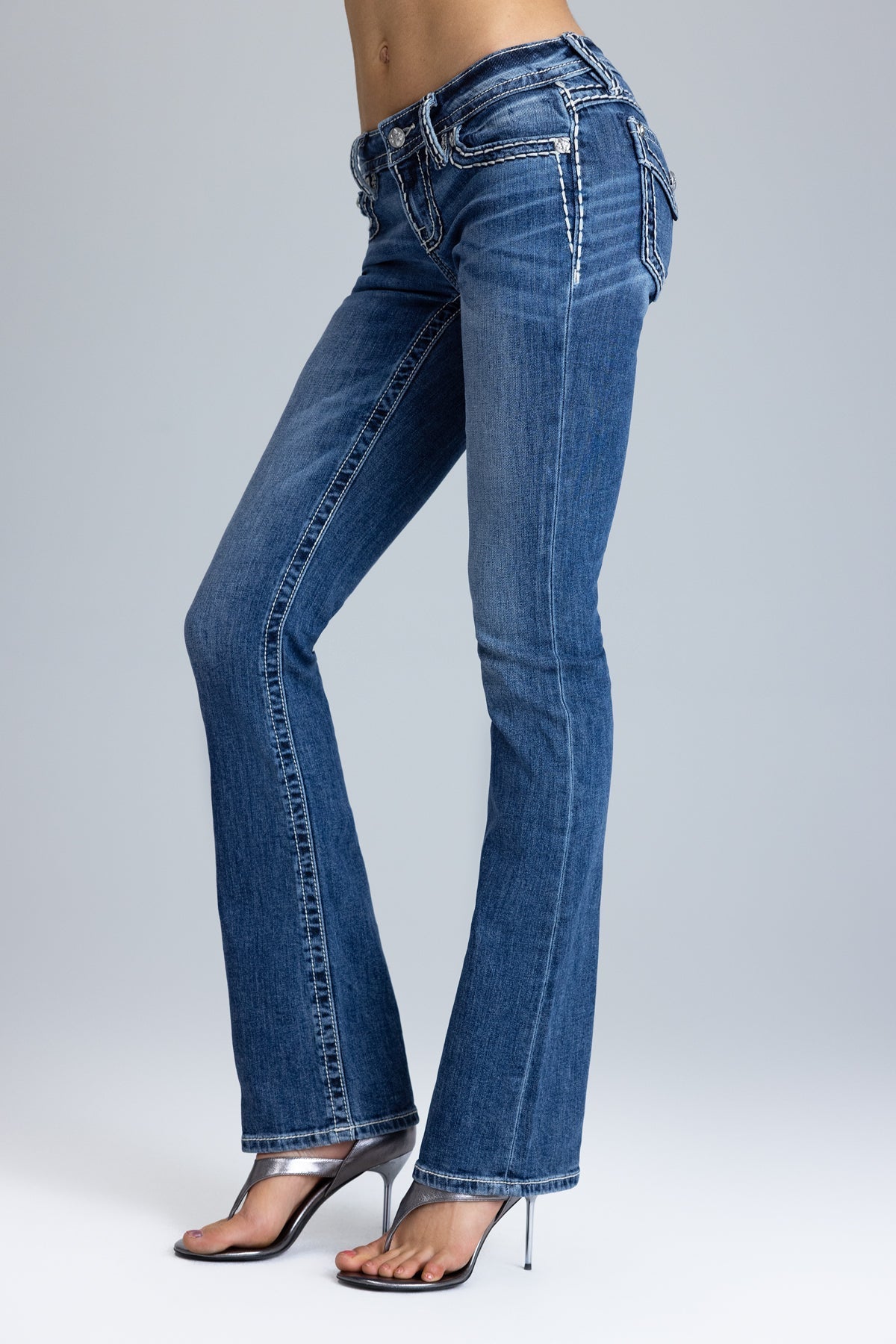 Cleo Stitched Low Rise Bootcut Jeans