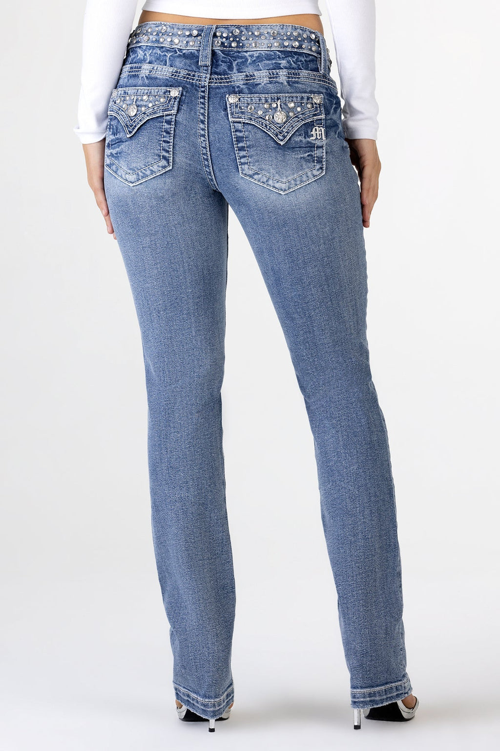 Clara Rhinestone Straight Jeans