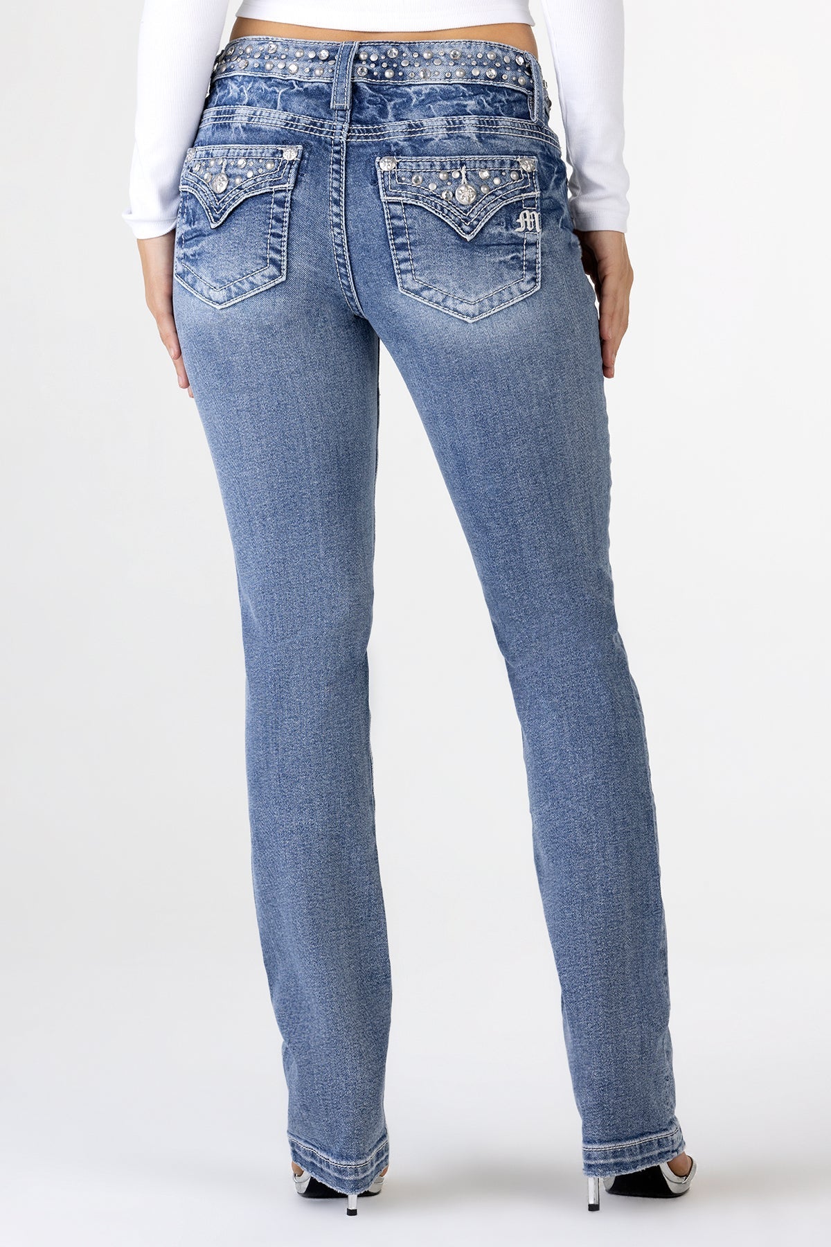 Clara Rhinestone Straight Jeans
