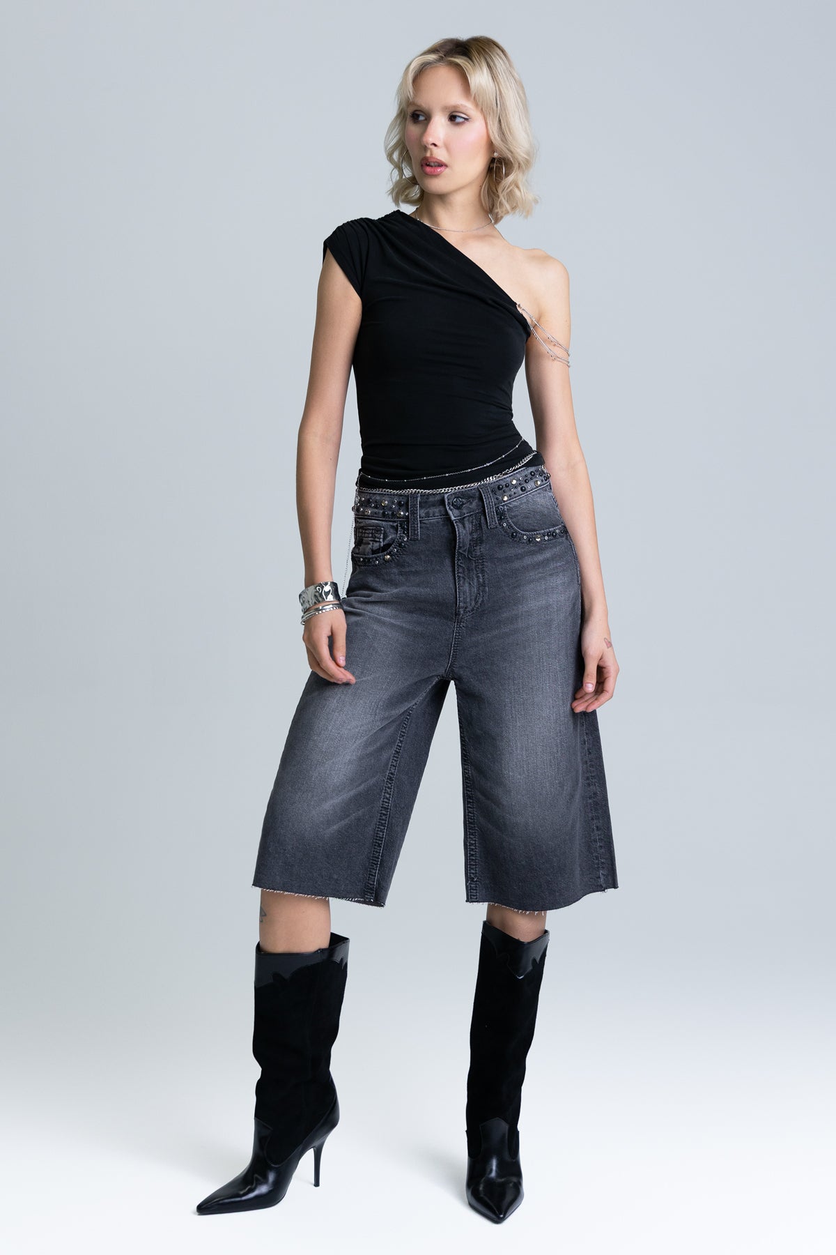 Lyra Rhinestone Bermuda Shorts
