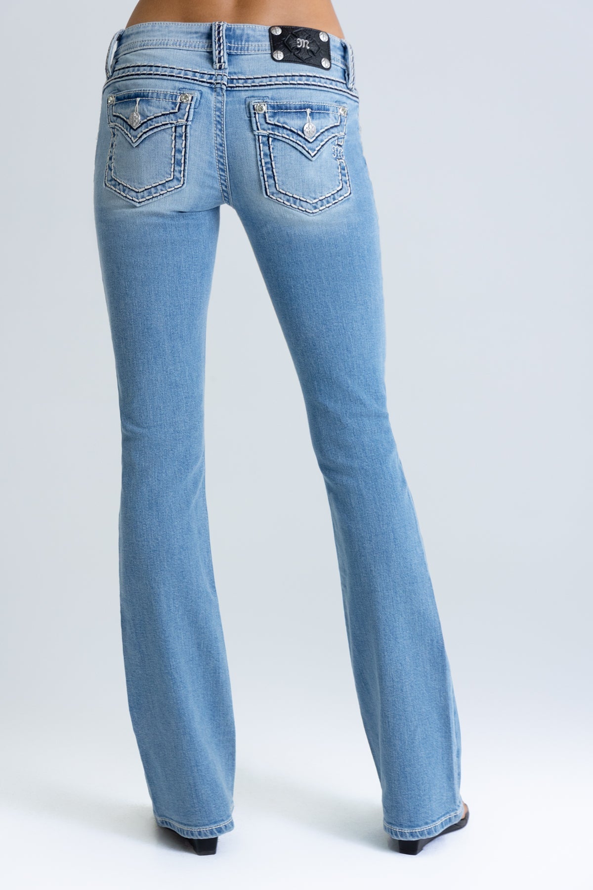 Cleo Stitched Low Rise Bootcut Jeans
