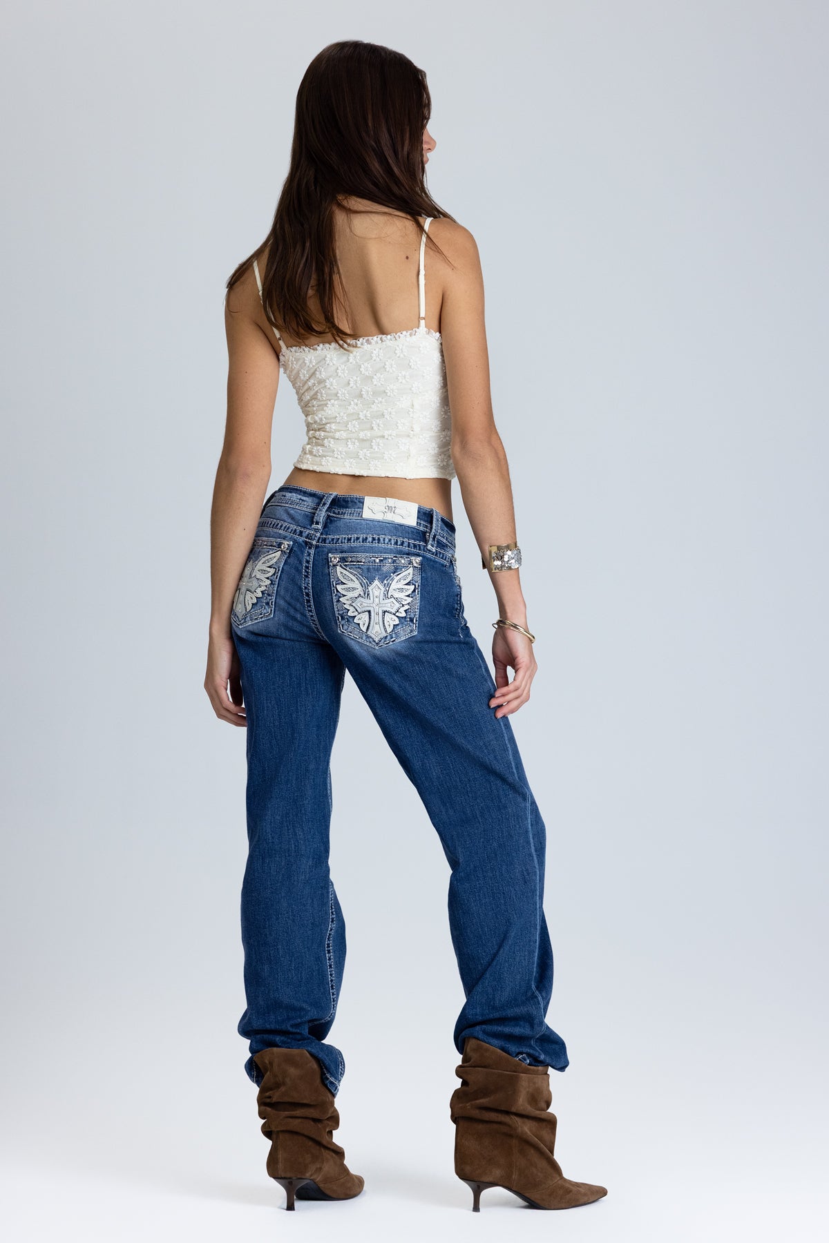 Malika Wing Cross Low Rise Slim Wide