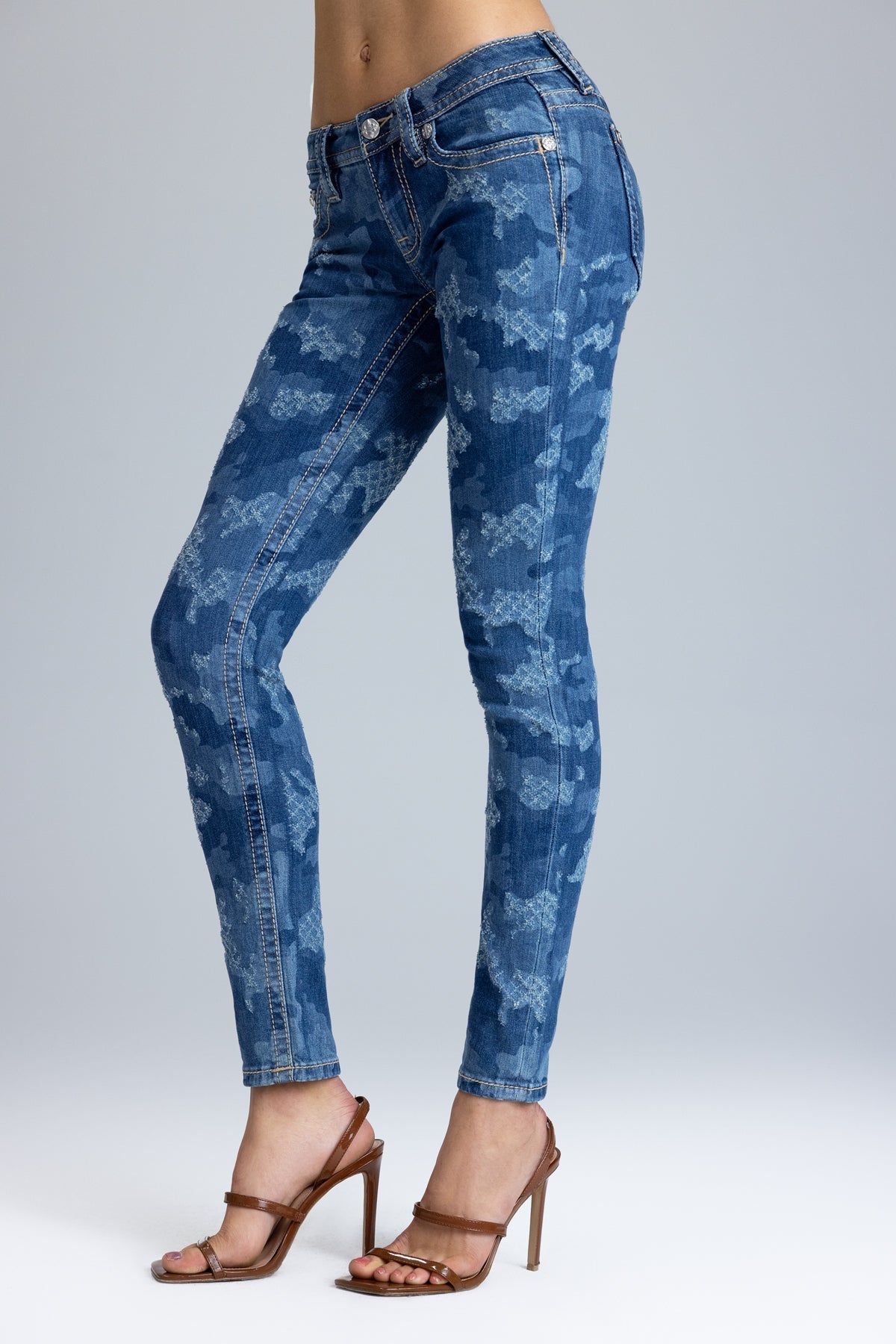 Low Rise Camo Skinny Jeans