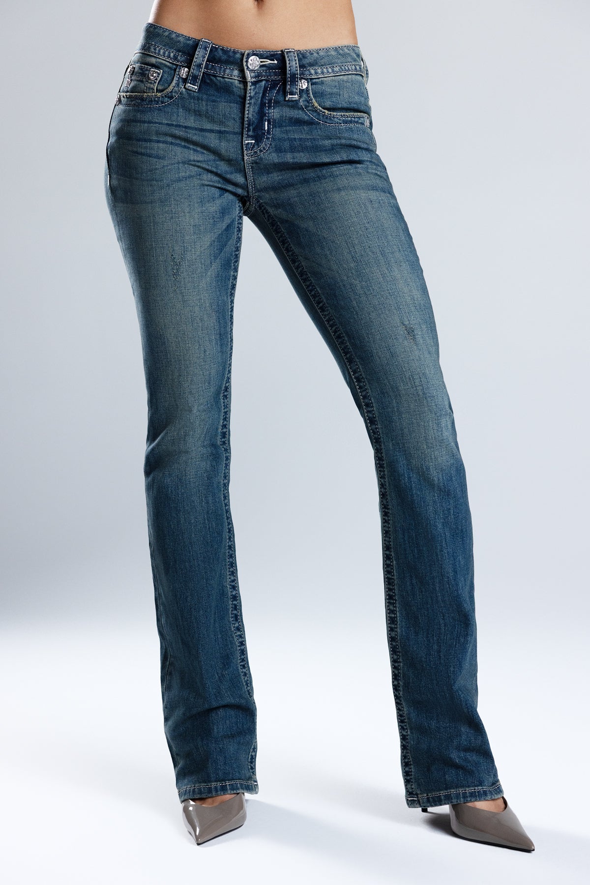 Kamryn Cross Low Rise Bootcut Jeans