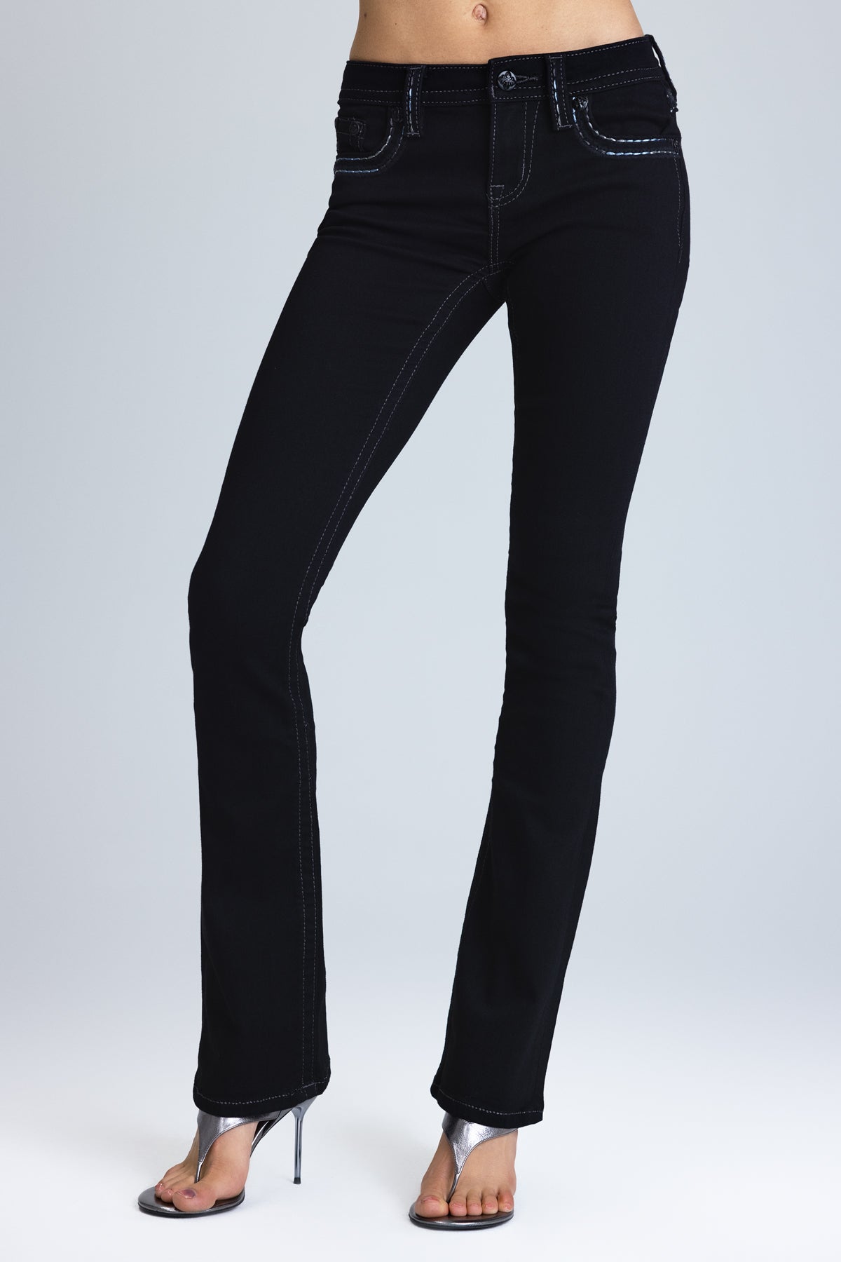 Metallic Classic Black Bootcut Jeans