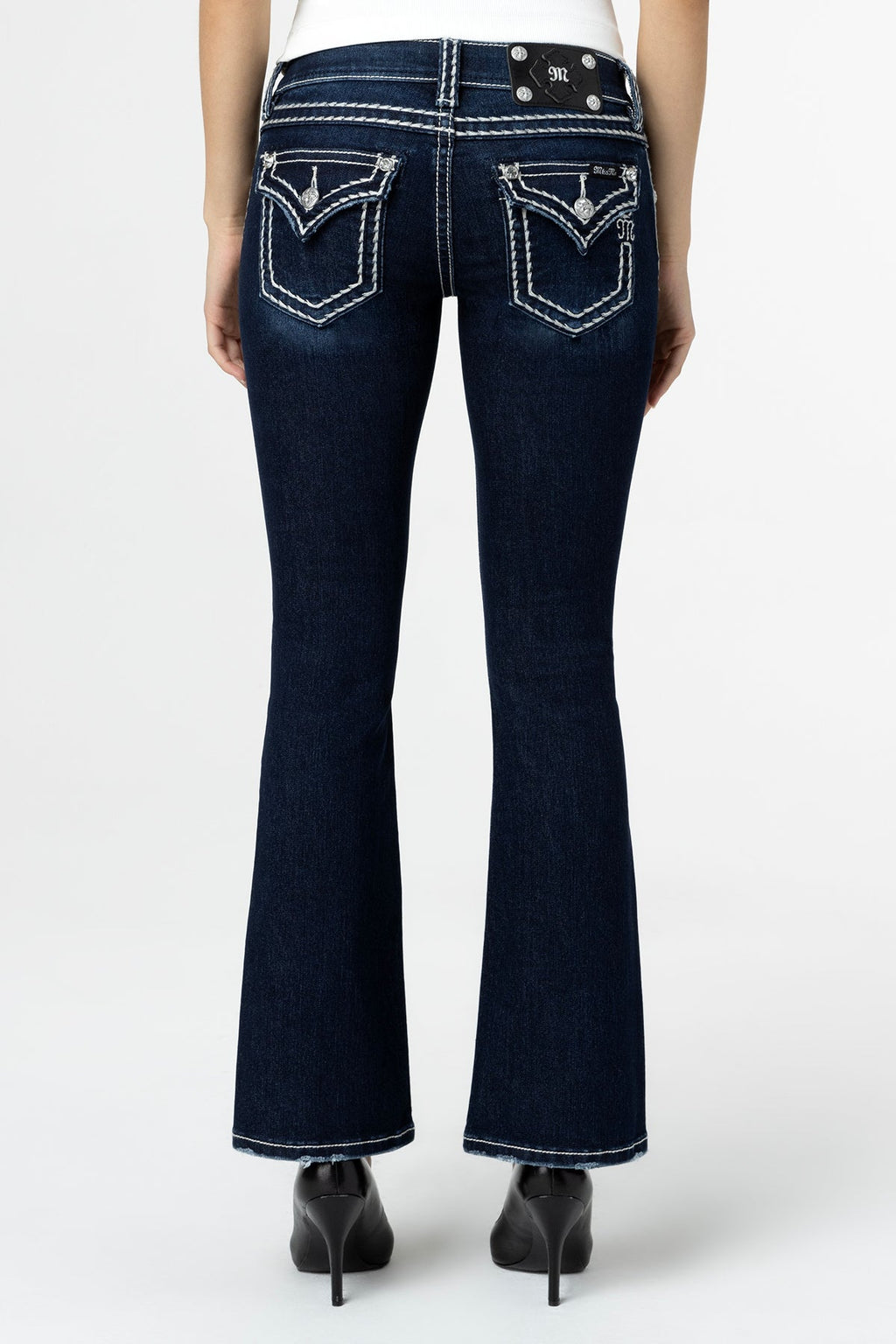 Loose Saddle Stitch Border Bootcut Jeans