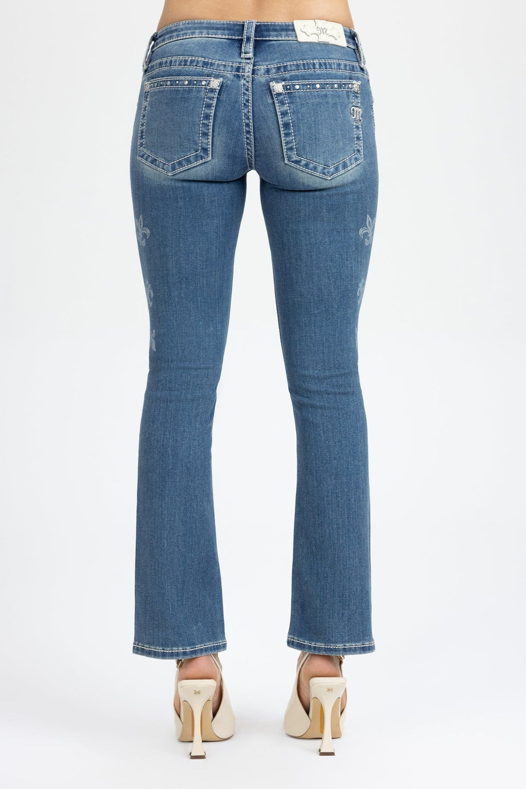 Scattered Fleur Low Rise Slim Bootcut Jeans