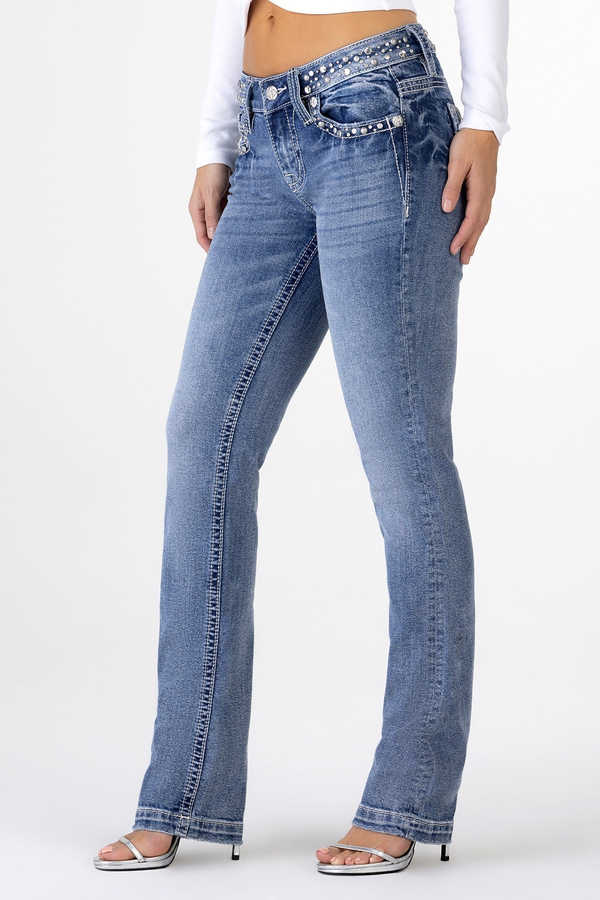 Clara Rhinestone Straight Jeans