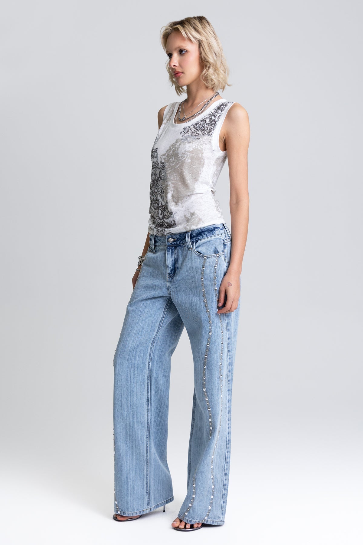 Serafina Studded Wide Leg Jeans
