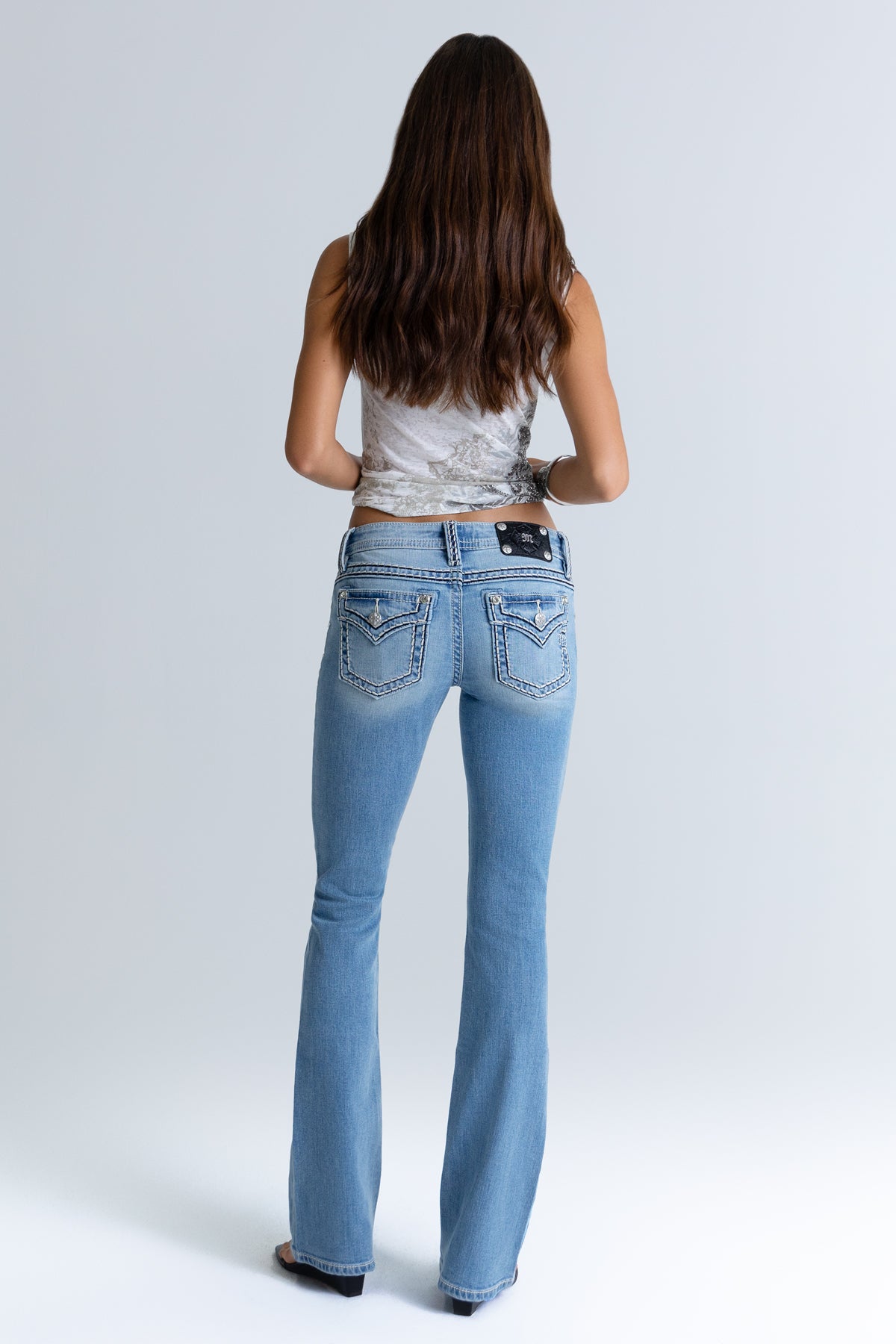 Cleo Stitched Low Rise Bootcut Jeans