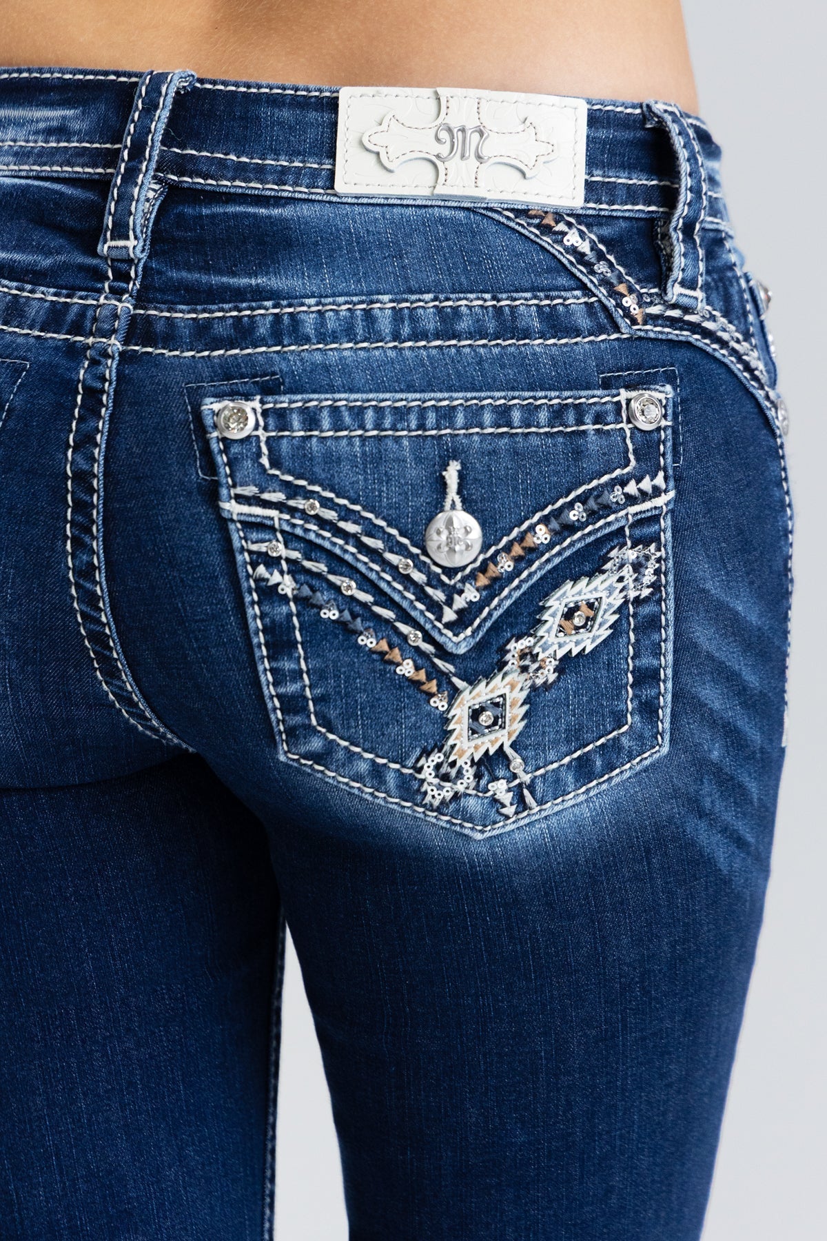 Nyah Cross Stitched Bootcut Jeans