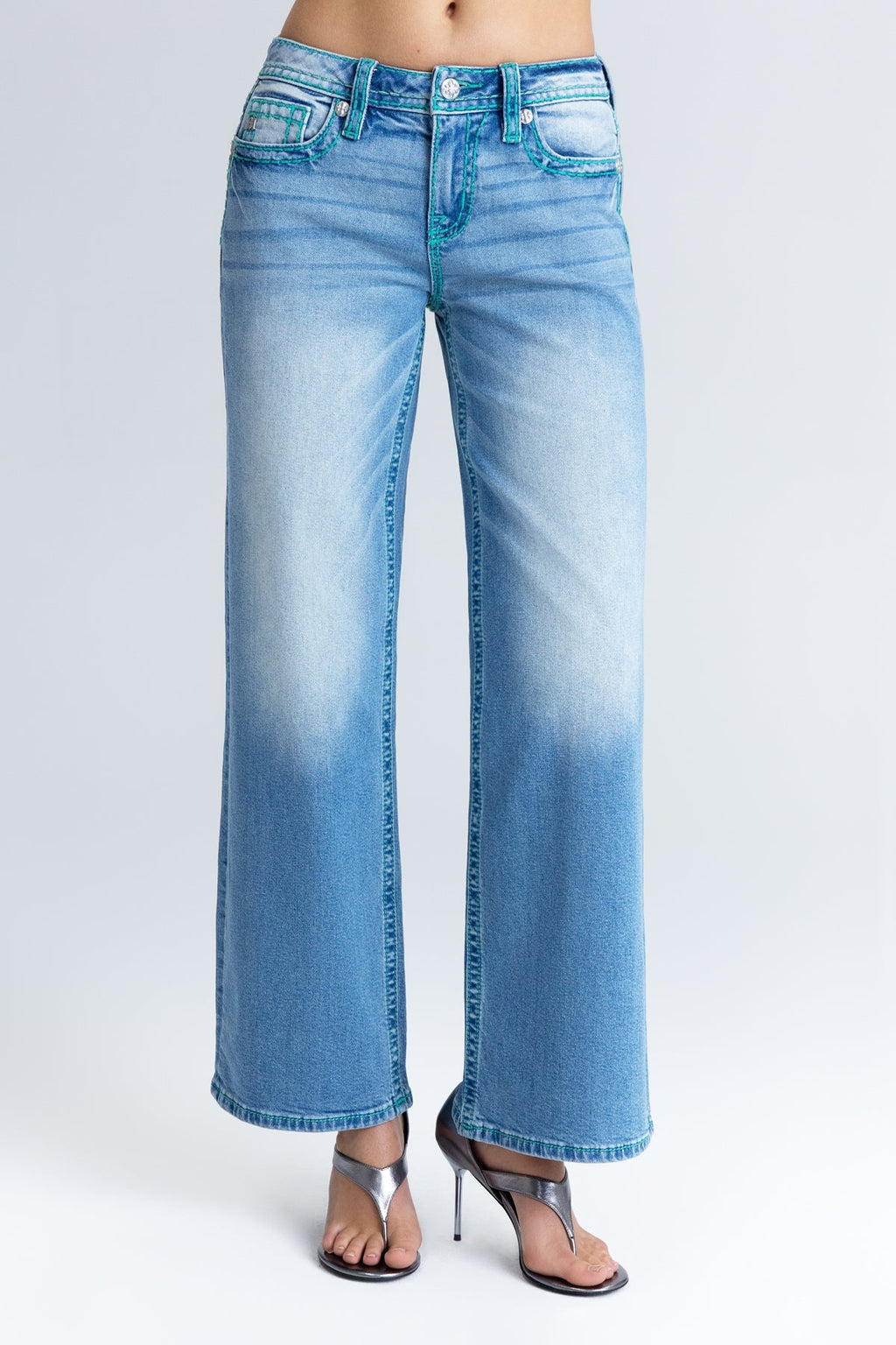 Velocity Stitched Wide Leg  Jeans