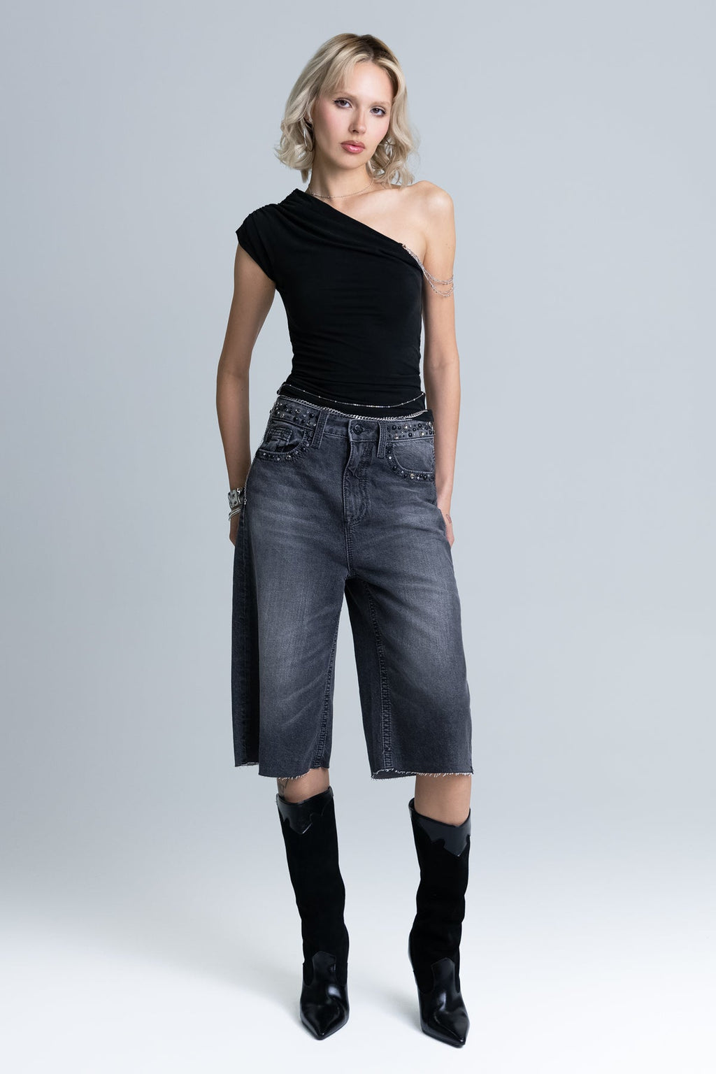 Lyra Rhinestone Bermuda Shorts