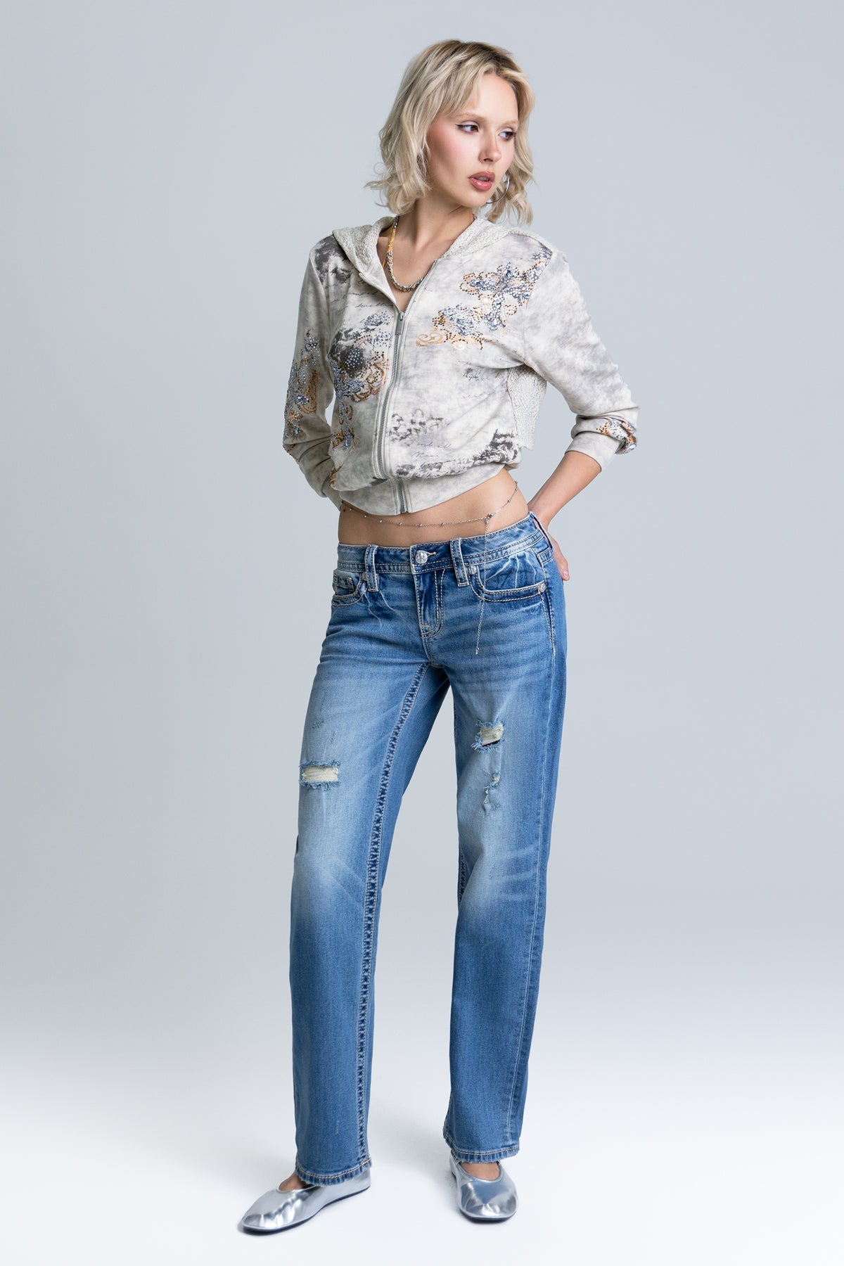 Mina M Low Rise Slim Wide